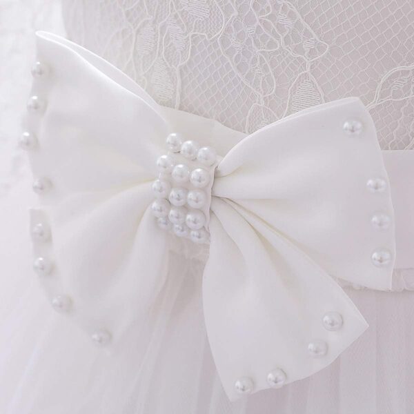 WOCINL Baby Girls Christening Long Sleeve Lace Bowknot Dresses Princess Wedding Birthday Pageant Party Baptism Tutu Gown - Image 4