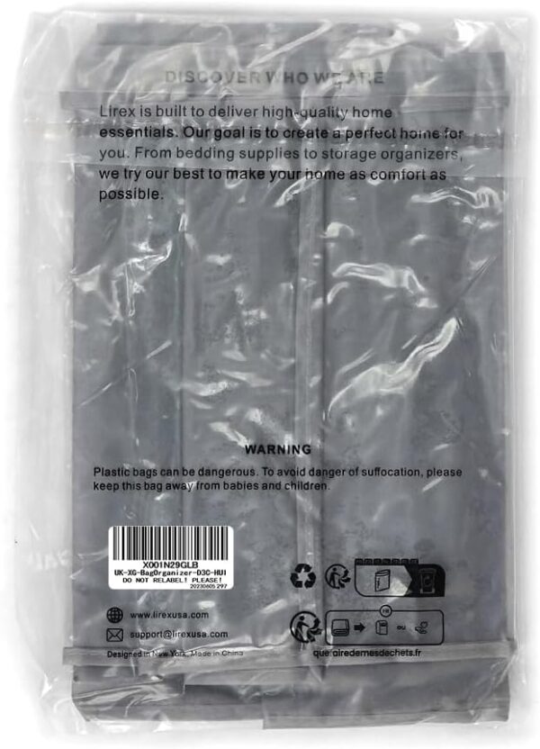 Lirex Medium and Large Handbag Hanging Organizer, 6 Pockets Foldable Hanging Purse Organizer Oxford Cloth Handbag Storage Hanger Universal Fit Closet Organizer for Family Closet Bedroom, Grey - Image 8