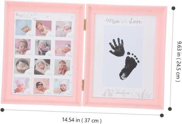 Vaguelly Newborn Milestone Photo Frame Handprint and Footprint Keepsake Picture Holder Double Fold Growth Display for Days Full Moon and First Year Memories - Image 8