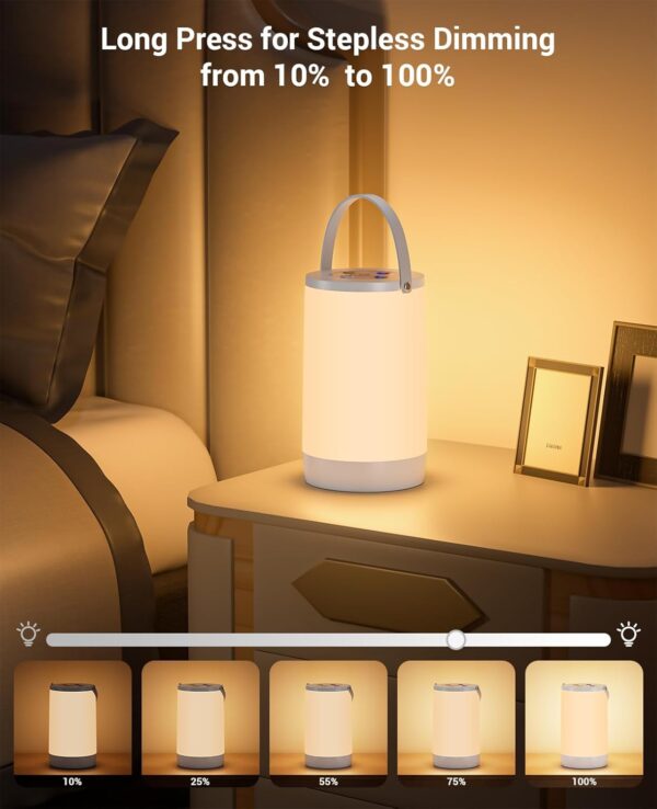 Hensam Night Lights, Rechargeable Lamps with 2200mAh Battery, Portable Touch Light Dimmable Led Table Lamp for Bedroom, Kids, Adults, Baby, 2 Pack - Image 2