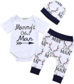Baby Boys Girls Pajamas Sets Toddler Kids Short Sleeve Romper Tops Shirt Jumpsuit +Bloomers Pants +Hat Summer 3Pcs Outfits Clothes Set Newborn Summer Sleepwear Nightwear for 0-18 Months