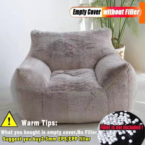 Bean Bag Chair Plush Animal Bean Bag Cover No Filler Soft Plush Fur Recliner Animal Pattern Fur Single Chair Kids Adults Beanbag Chair Lazy Armchair Couch Floor Seating Living(Lotus Gray) - Image 3