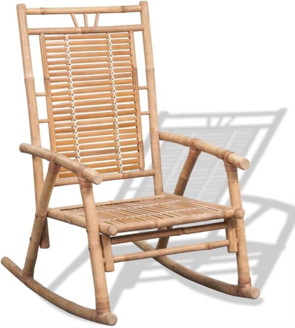 vidaXL Bamboo Rocking Chair - Weather Resistant, Easy Cleaning, Natural Material, Suitable for Indoor and Outdoor use - Image 7