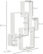 HOMCOM Floating Shelves, Wall Mounted Interlocking Cube Shelves, Display Wall Shelf for Living Room, Bedroom, Hallways, White - Image 3
