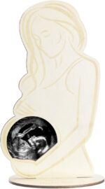 Navaris Pregnancy Scan Photo Frame - Baby Ultrasound Picture Frame - Pregnant Woman Wooden Keepsake Frame - Standing Frame or Hanging Wall Decoration - Image 7