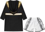 Miaeowve Kids Boys Boxing Outfit Open Front Hooded Grown Cloak Metallic Satin Robe with Belt and Boxer Shorts Set - Image 4