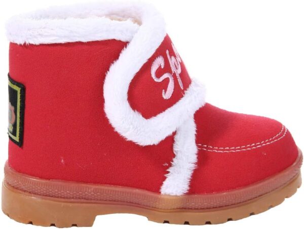 Forever Young Kids Girls Boys Shoes Winter Boots Faux Fur Red Ankle Boots with Velcro Fastening Infant Sizes - Image 3