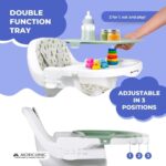 Mobiclinic®, High Chair, 2 in 1, Adjustable Height, Baby Highchair, Double Tray, Baby and Toddler Chair, 5-Point Safety Harness, Removable Wheels, Up to 35 kg, Forest, Storage Basket, 360º Wheels - Image 6