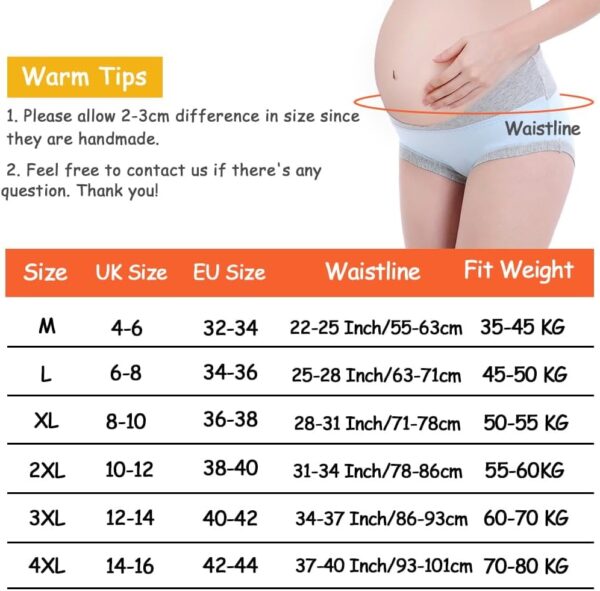 Women's Maternity Knickers Cotton Under The Bump Pregnancy Postpartum Underwear V Shape Low Wasit Bikini Pants Breathable Strench Underpants,6 Pack,UK Size:4-16 - Image 7