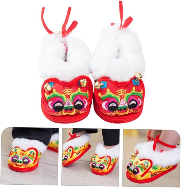 LIFKOME Toddler Shoes Baby Walking Shoes Tiger Design Soft Fleece Material Warm and Comfortable Red 17 Months Non-slip Sole Present - Image 6