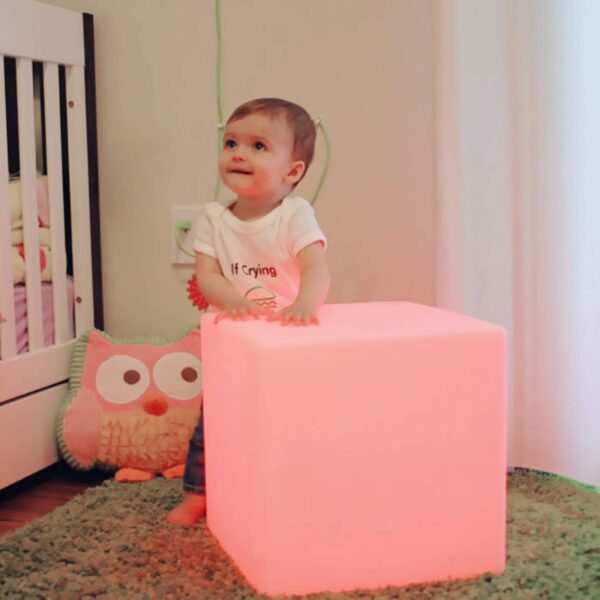 Mr.Go 12-inch Rechargeable Magic LED Light Cube Stool with Remote Control Fun Mood Lamp Soothing Night Light Decorative Lighting for Home Kids Bedside Bedroom Nightstand Nursery Pool Party - Image 8