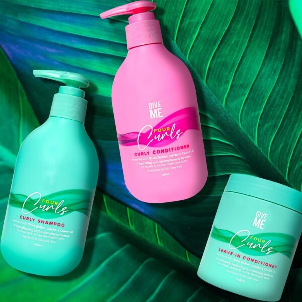Give Me Cosmetics Four Curls Curly Hair Products, Moisturising Shampoo Sulphate Free for Coily Wavy Kinky, Hydrating Formula Infused with Shea Butter Castor and Jojoba Oil - Image 2