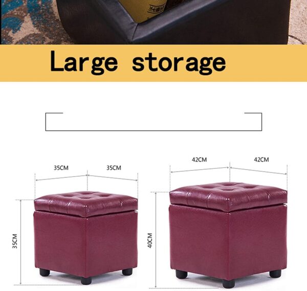 OLOTU Footstool Multifunctional Foot Stool Storage PU Fabric Feels Delicate Footstool Water Resistant Sofa Stool Concealed Storage Storage Box Ergonomic - Image 3
