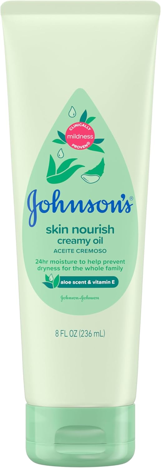 61niAWUtn3L._AC_SL1500_.jpg Johnson & Johnson Baby Creamy Oil Aloe & Vitamin E 235 ml - Image 1