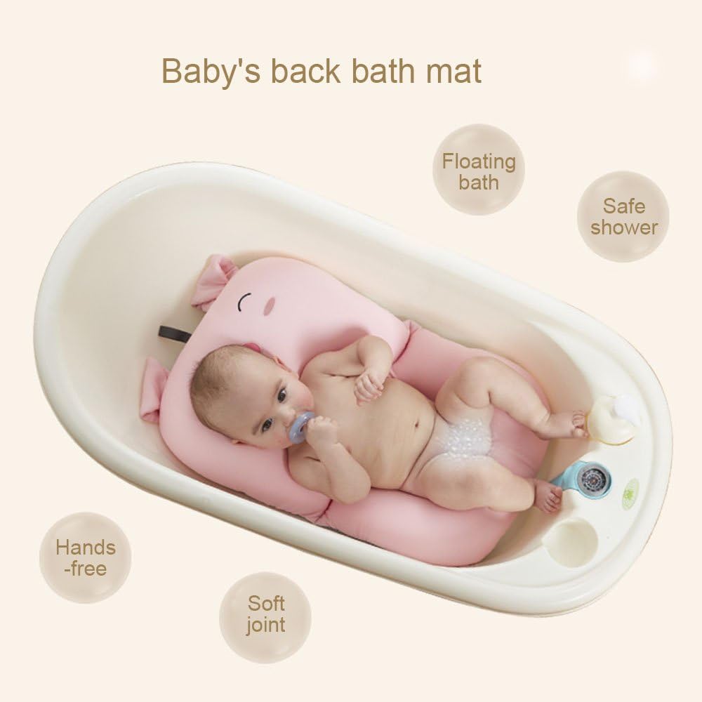 61o6toTC5BL._AC_SL1000_.jpg Cute Pink Pig Baby Bath Tub Seat Safety Floating Newborn Infant Bathing Bed Pillow Pad Cushion (Pink Pig Without Hook) - Image 1