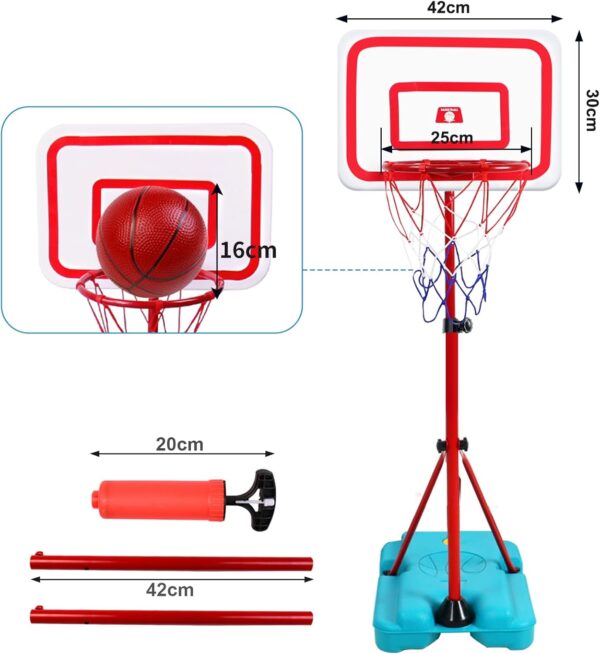 TONZE Kids Basketball Hoop and Stand Height Adjustable,Net and Ball Outdoor Indoor Mini Basketball Hoop Sport Play Set Toys for 4 5 6 7 Year Old Boys Girls(88cm/138cm/190cm) - Image 4