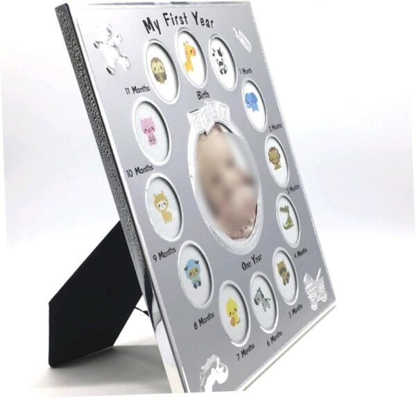 ibasenice 12 Months Baby Photo Frame Personalized Baby 1 Year Picture Frame Home Decor 30x25cm Silver - Image 7