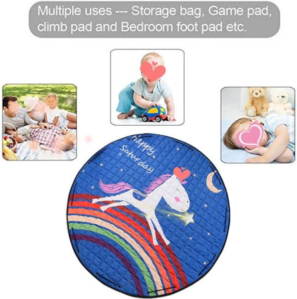 Crawling Mat for Baby Play Round Storage Bag, DOTBUY Non-Slip Cotton Nursery Outing Sleeping Play Rugs Kid Child Folding Toy Floor Mat for Boy Girl (150cm,zoo) - Image 6