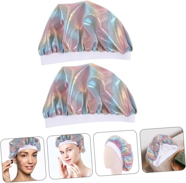 FRCOLOR 6 Pcs Baby Shower Cap Hair Care Caps Night Bonnet Breathable Satin Silk Sleeping Cap Shower Caps Sleep Caps Pink Polyester Child Round Cap - Image 7