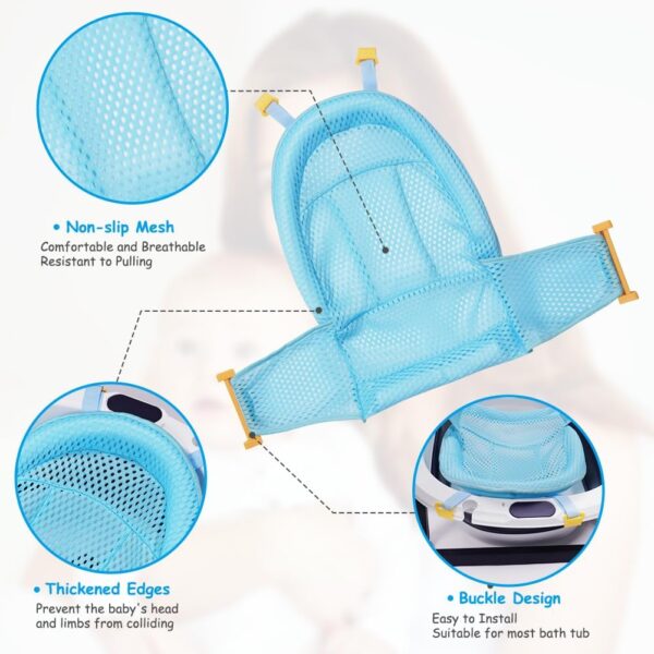 Aolso Baby Bath Net, Newborn Baby Bath Seat Support Baby Bather Net for Bathtub, Baby Bath Pad Non Slip Bath Seat Net, Bathtub Support Net Adjustable Bathtub Cushion Net for 0-3 Years - Image 4