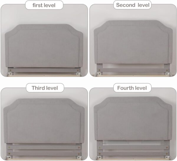 DGBAOBEI Velvet Wooden Kids Bed, Single Children Bed Frame with Headboard and Footboard, Solid Wood Toddler Bed for Child(Grey) - Image 6