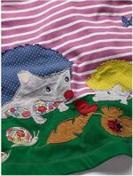 Dotbuy Baby Little Girl Striped Dresses, Long Sleeve Casual Cotton Cartoon Applique Strip Print Shirt Party Special Occasion Dress - Image 2