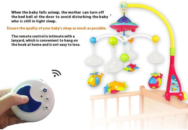 Musical Crib Mobile, Remote Control Baby Mobile, Rotating Light Projector, Soothing Lullabies, Multi-Function Musical Nursery Decoration for Boys and Girls, 50x48 cm, 1200kg - Image 8