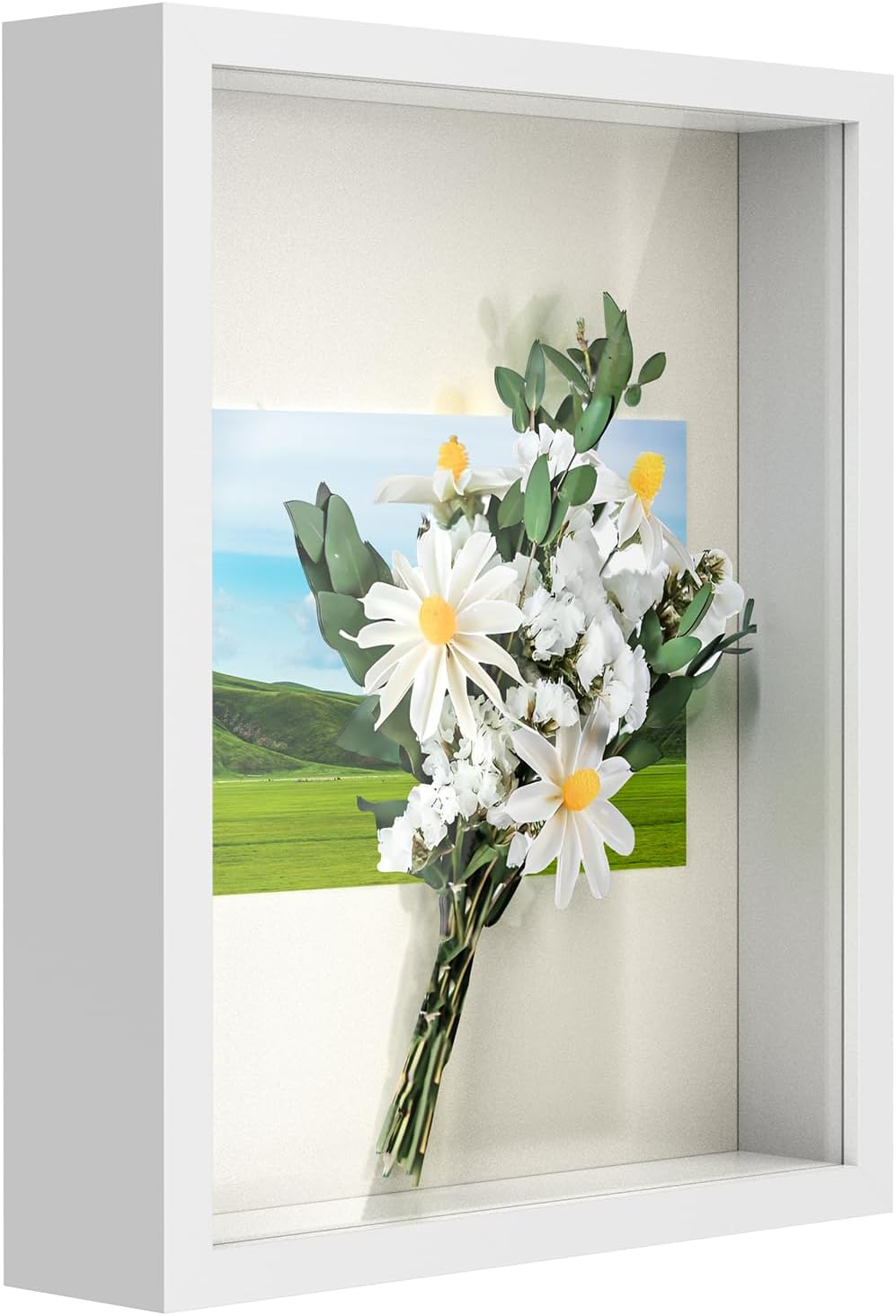 61px6gYZ93L._AC_SL1500_.jpg Anhow Shadow Box Frame 8x10 Inch, 3D Box Frames with Glass for Crafts 1.2 Inch Deep Picture Frames Box Display for Photos, Crafts, Souvenir, Baby Items - White - Image 1