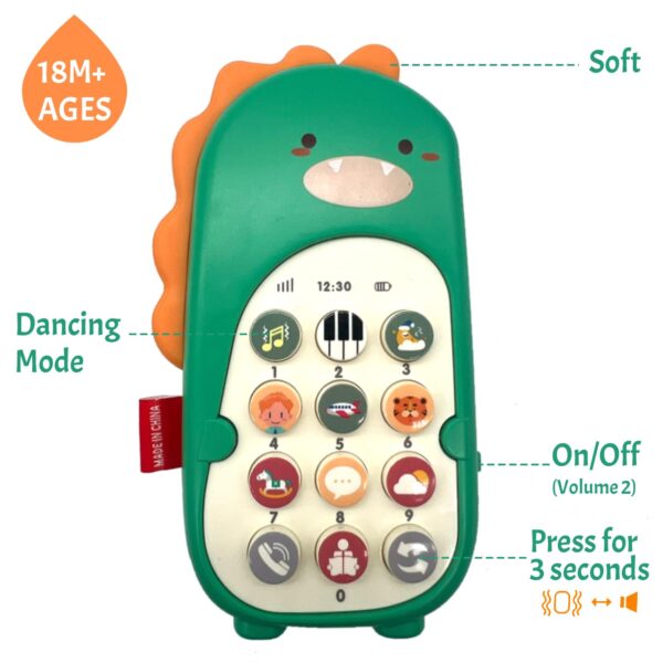 Baby Phone Toy,Baby Cell Phone Toy,Dinosaur Phone Toy,Pretend Phones Toys For Toddlers,Baby Cell Phone Toy With Early Education & Music,Musical Toy For Toddlers Kids,Baby Toy 1 Year Old - Image 6