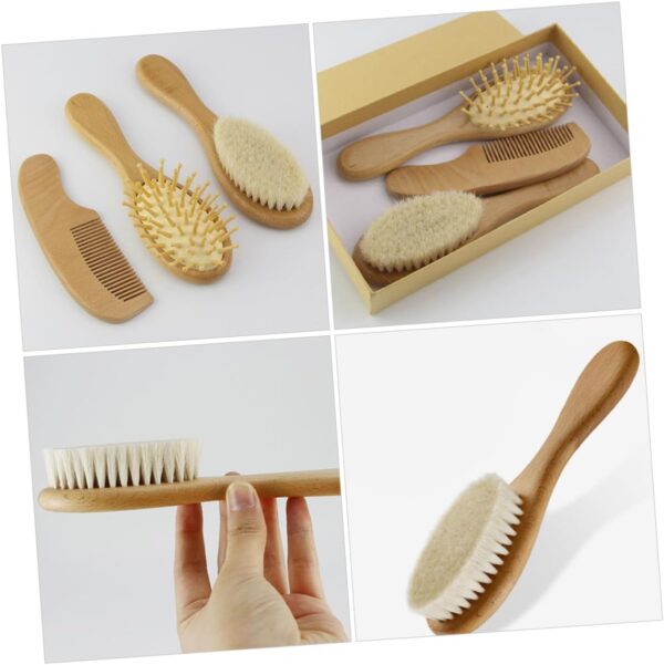 IWOWHERO 3-in-1 Baby Hair Care Wool Brush Wooden Comb Scalp Gentle Hair Brush Comb Set for Newborns - Image 9