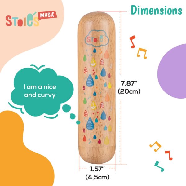 Stoie's Wooden Rain Stick instrument - Support Music Exploration, Coordination and Rhythm Rain stick Baby Toy - Soothing Sound for Sensory Play -Rainstick instrument for kids, 2 pcs pack - Image 3