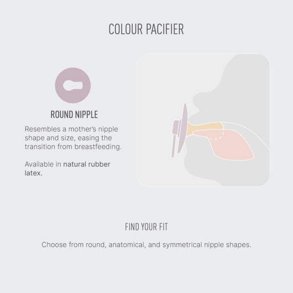 BIBS Colour Studio Soother 2-Pack, BPA Free Dummy Pacifier, Round Nipple. Natural Rubber Latex, Made in Denmark, Size 1 (0-6 Months), Jasmine Blush - Image 4