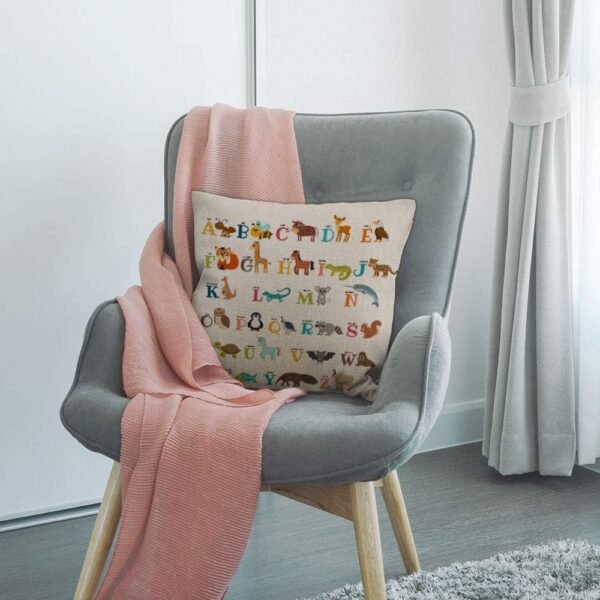 HGOD DESIGNS Cushion Cover Alphabet Cute Zoo Alphabet with Animals Throw Pillow Cover Home Decorative for Men/Women Living Room Bedroom Sofa Chair 18X18 Inch Pillowcase - Image 4