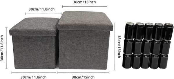 Cosaving Folding Ottoman Stool Storage Ottoman Seat Footstools with Storage Ottoman Storage Cube Storage Box Toy Chest Storage with Lid for Space Saving 30x30x30 cm, Grey… - Image 7