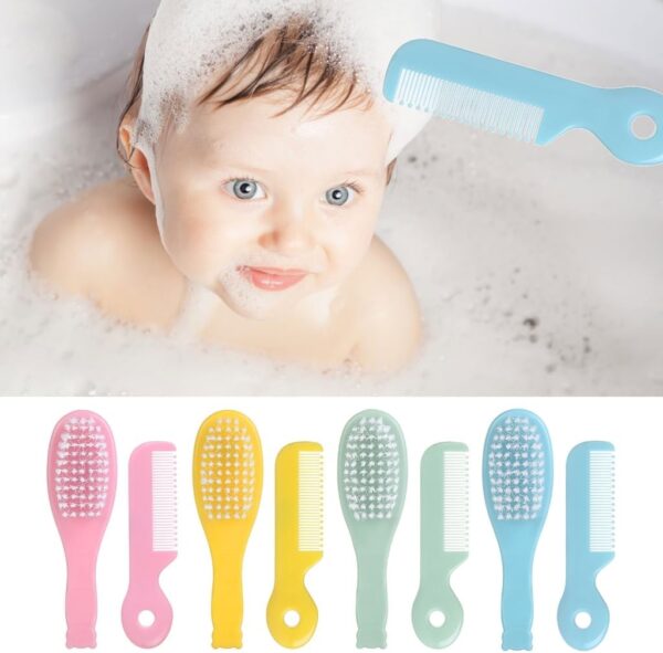 Newborn Caps Brush Soft Hair Brush Hair Comb Set Travel Hair Comb For Baby Toddler Bathing Head Massage - Image 2