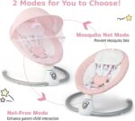 GYMAX Electric Baby Bouncer, Baby Swing Chair with 5 Swing Speed, Remote Control and Timing Function, Portable Newborn Rocking Chair (Pink) - Image 2