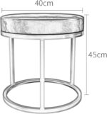 OLOTU Premium Leather Footstool High Resilience Sponge Ottomans Wrought Iron Stool Shoe Stools Makeup Vanity Sofa Stool Round - Image 2