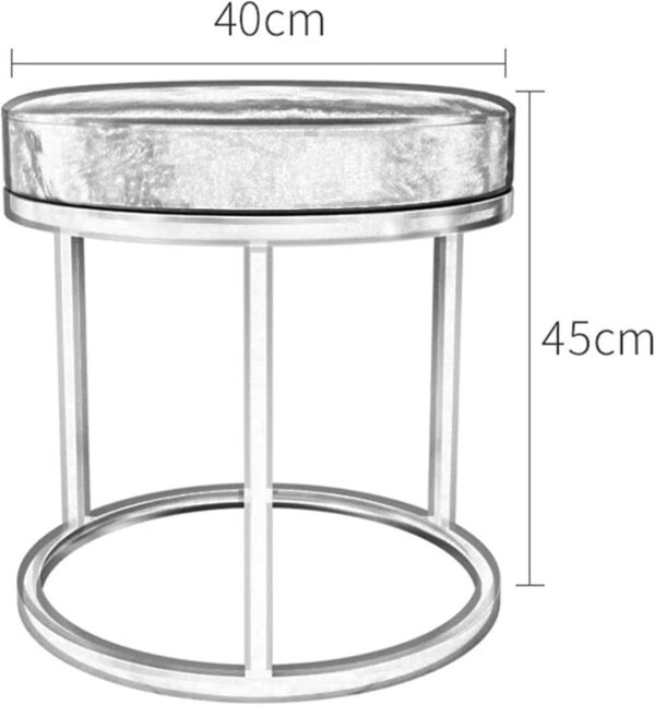 OLOTU Premium Leather Footstool High Resilience Sponge Ottomans Wrought Iron Stool Shoe Stools Makeup Vanity Sofa Stool Round - Image 2