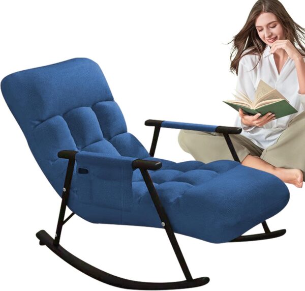 Modern Reclining Rocking Chair for Bedroom Padded Seat Recliner Reading Chair with Rocking Function Indoor Outdoor Lounge Glider Chair for Living Room - Image 3