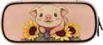 Howilath Pig Pencil Case for Kids Big Capacity Pencil Pen Case Office College School Storage Bag Pencil Pouch Holder Box Organizer for Girls
