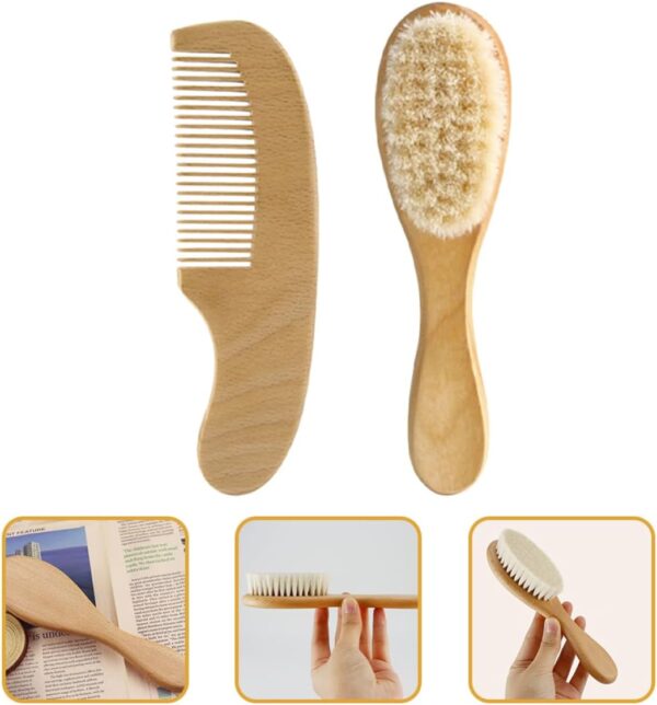 TOYANDONA 5 Sets Wool Brush Set Baby kit Toddler Suit Infant Hair Brush Baby Massage Scalp Brush Baby Hair Care Brush Baby Wool Brush Natural Wooden Comb Shampoo Comb Hair Comb Newborn Beech - Image 7