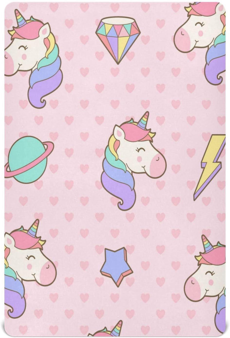 61rx87PnvzL._AC_SL1500_.jpg Kcldeci Baby Crib Sheets for Boys Girls Cute Pastel Unicorn Toddler Bed Sheets Playard Mattress N Play Sheets M - Image 1