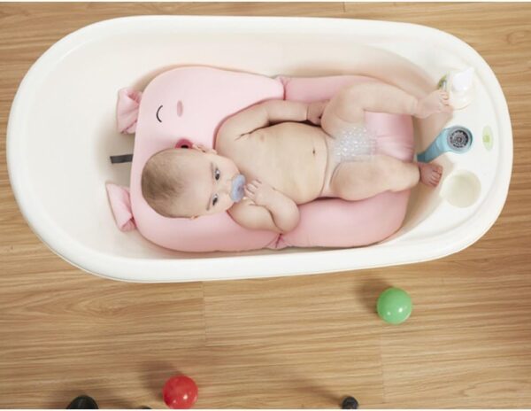 Cute Pink Pig Baby Bath Tub Seat Safety Floating Newborn Infant Bathing Bed Pillow Pad Cushion (Pink Pig Without Hook) - Image 3