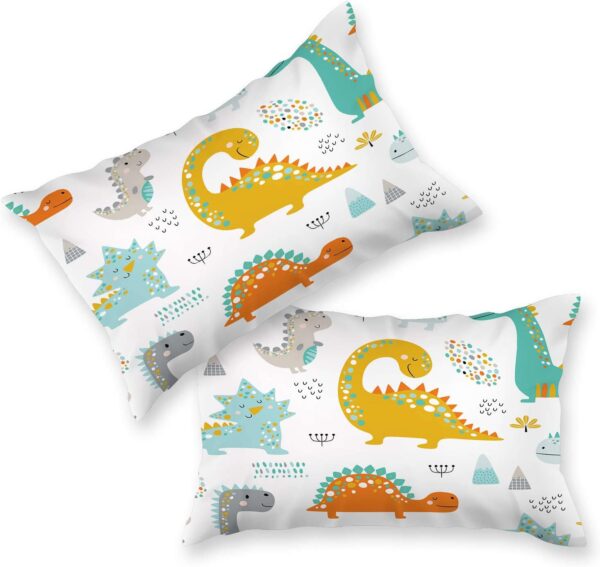YUANZU Baby Bedding Set Double for Kids Boys Girls Nursery Duvet Cover Set 3 Pieces Colorful Cute Dino Animals Printed Soft Microfiber Quilt Cover with Zipper Closure (200 x 200 cm & 2Pillowcase) - Image 3