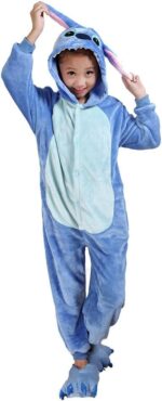 Auspicious beginning Stitch Kids Pajamas Animal Cosplay Costume Onesie Sleepsuit Homewear Kigurumi Pajamas