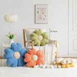 Sioloc Flower Shaped Throw Pillow, Fun Daisy Pillow, 15.7" SkyBlue Flower Pillow Cute Decorative Seat Cushion Aesthetic Flower Plush Pillows for Bed Floor Couch Chair - Image 2
