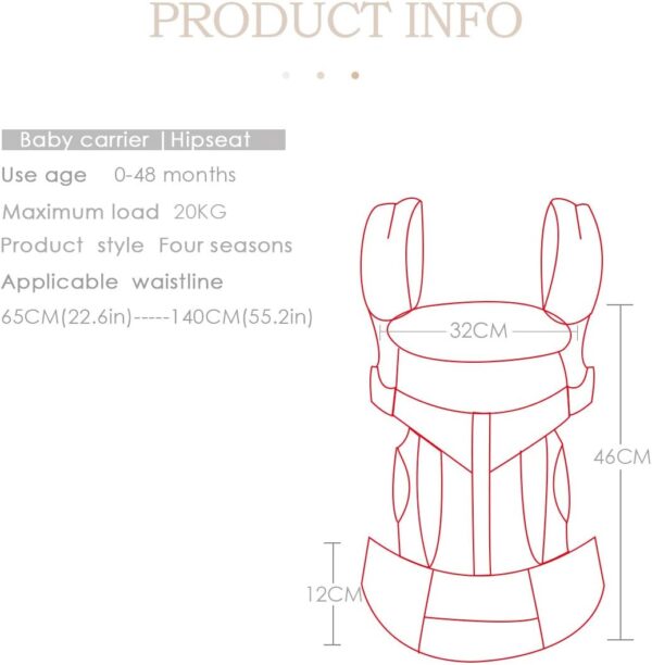 SONARIN Premium Convertible Baby Carrier with Storage Bag,Sunscreen Hood,Ergonomic,for Newborn to Toddler(0-48 Months),Head Support,Maximum Load 20kg,Front Facing Baby Carrier(Blue) - Image 6