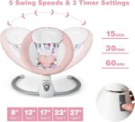 GYMAX Electric Baby Bouncer, Baby Swing Chair with 5 Swing Speed, Remote Control and Timing Function, Portable Newborn Rocking Chair (Pink)