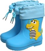 BIISDOST Rain Boots Children 24 Girls Wellington Boots Children's Boots Boys Waterproof Rain Boots Rain Shoes Adjustable Rain Boots Outdoor Non-Slip Children's Boots Garden Shoes
