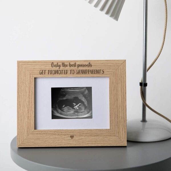 Wooden Engraved Grandparents Photo Frame - Baby scan Picture Frame - Christmas Gifts For Grandparents - 4x3 Landscape Only The Best Parents Frame - First Grandchild Scan Photo frame - Image 2